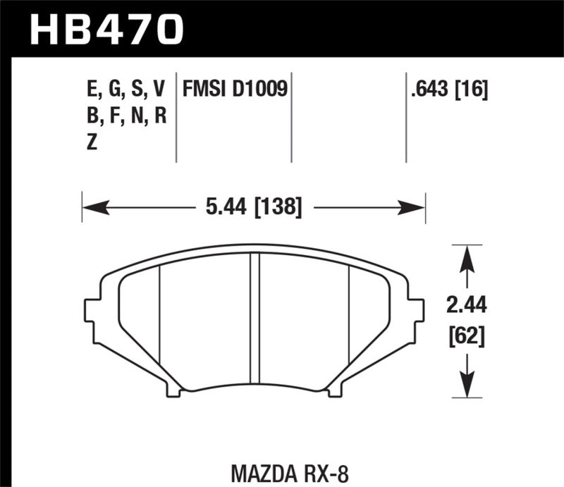 Hawk HB470E.643 04-09 RX8 Blue Race Front Brake Pads D1009