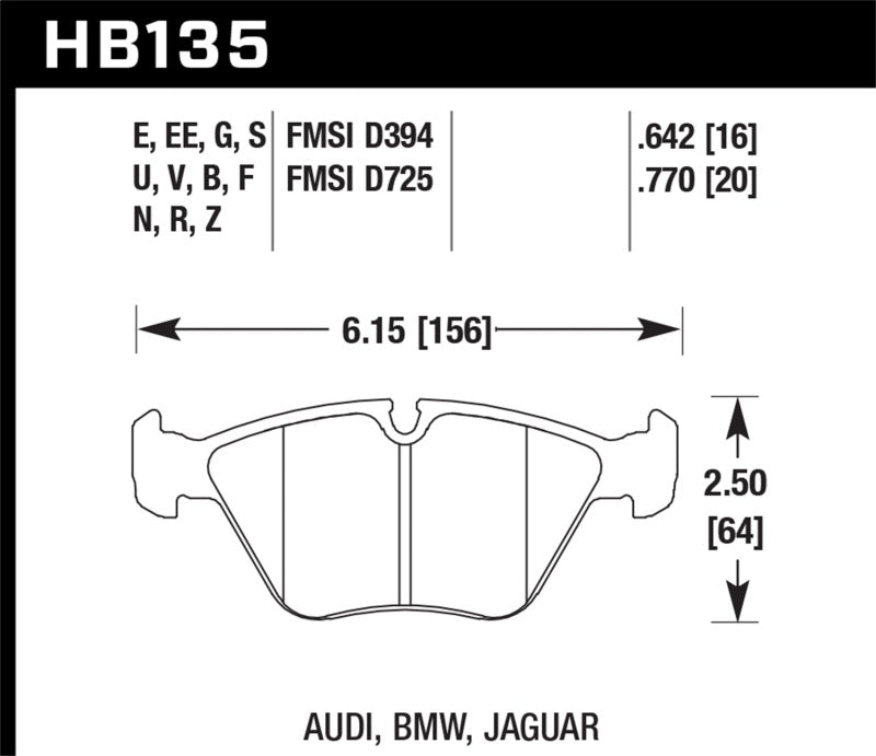 Hawk HB135N.760 95-02 BMW M3 HP+ Street Front Brake Pads