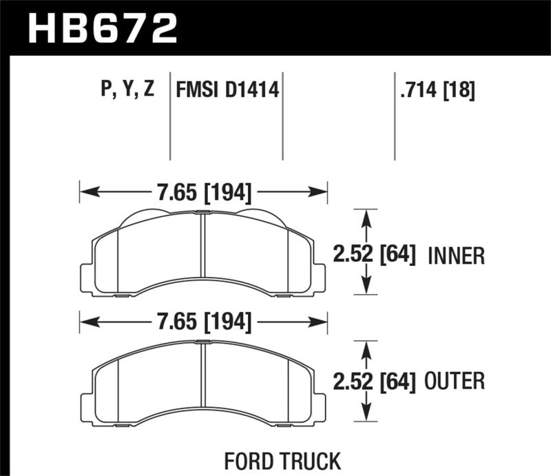 Hawk HB672P.714 10-14 Ford F-150 Front Super Duty Brake Pads