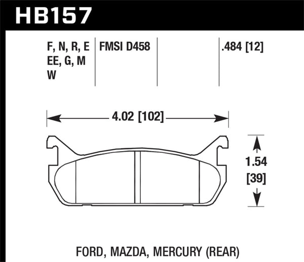 Hawk 91-96 Ford Escort GT / 90-93 Mazda Miata DTC-60 Plaquettes de frein de course arrière