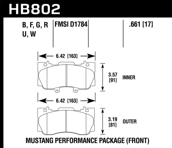 Plaquettes de frein avant Hawk 15-17 Ford Mustang GT DTC-60 Race