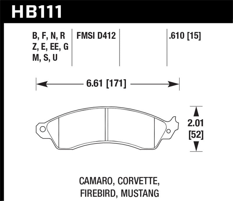 Hawk 94-04 Mustang Cobra / 88-95 Corvette 5,7 L / 88-92 Camaro avec freins Hvy Duty DTC-60 Race Brake P