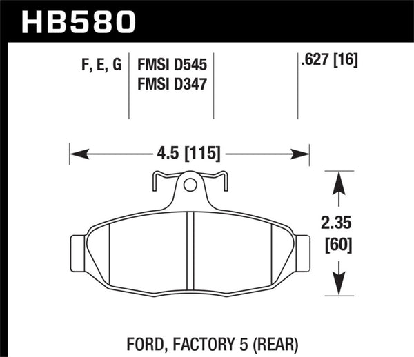 Hawk 86-92 Ford Taurus SHO / 89-92 Ford Thunderbird Super Coupé DTC-60 Race Plaquettes de frein arrière