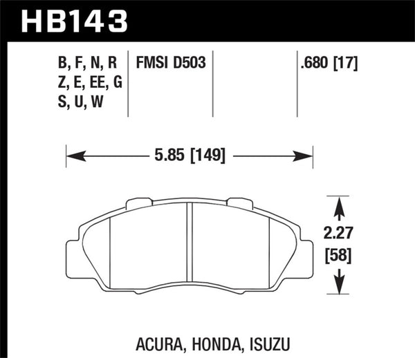 Hawk 97-01 Plaquettes de frein avant Honda Prelude HPS Street