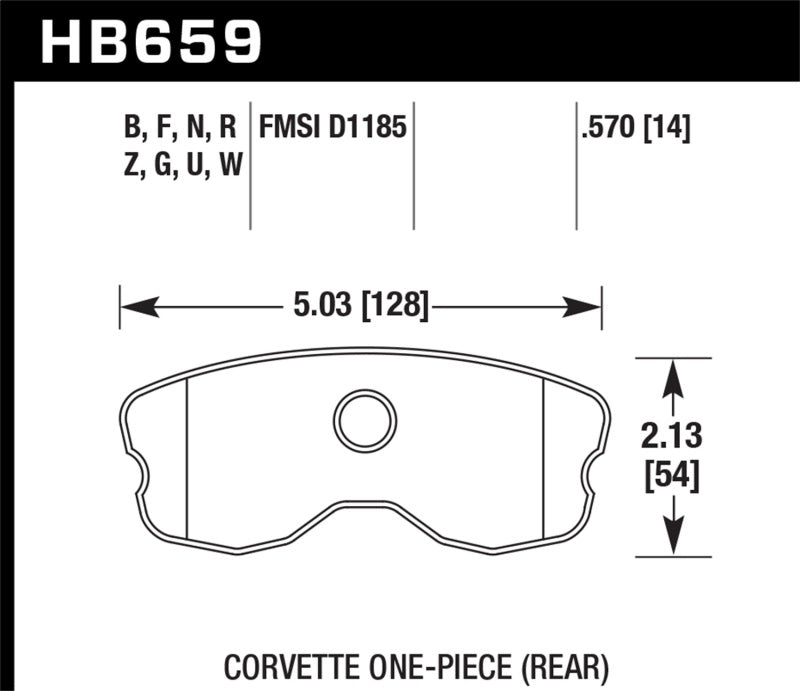 Hawk HB659U.570 10-12 Chevy Corvette Grand Sport / 06-12 Corvette Z06 Rear Race DTC-70 Brake Pads