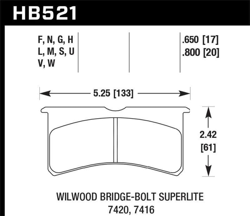 Hawk HB521D.800 ER-1 Endurance Racing Brake Pads for Wilwood Motorsport Calipers