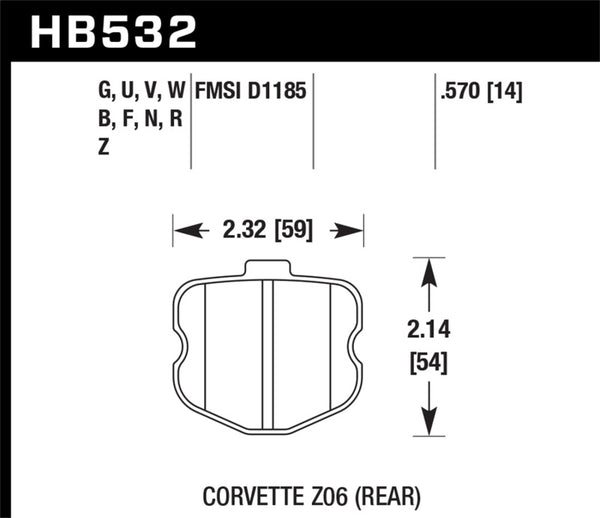 Hawk 06-10 Chevy Corvette (conception de plaquettes OEM) plaquettes de frein arrière HPS Sreet