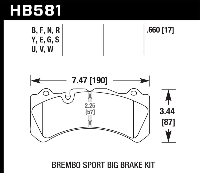 Hawk HB581G.660 Brembo Rear BBK DTC-60 Brake Pads