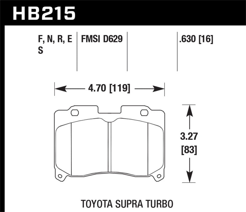 Hawk 93-98 Toyota Supra TT HPS 5.0 Street Plaquettes de frein avant