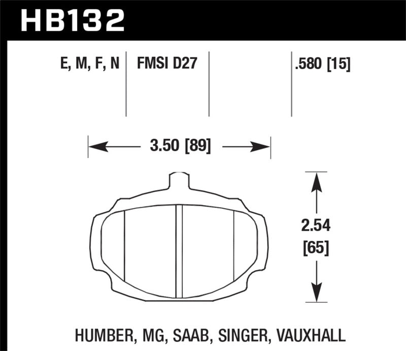 Plaquettes de frein avant Hawk 62-81 MG MGB noires Race