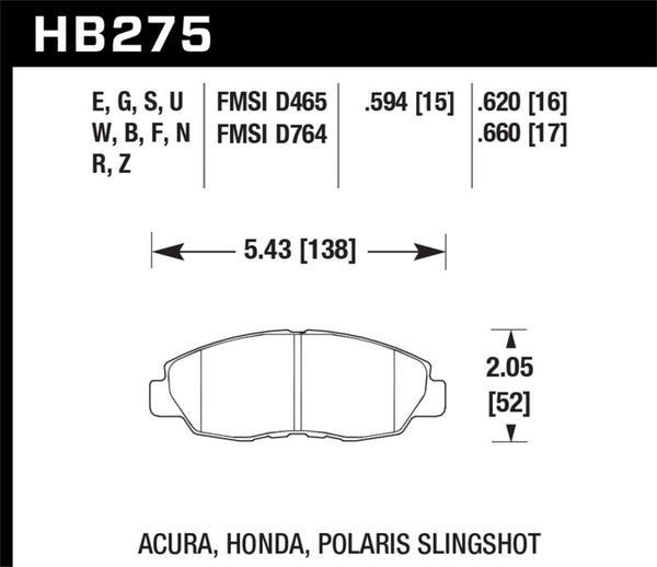 Hawk 95-99 Ford Taurus Sho / 01-07 Ford Taurus HPS Street Plaquettes de frein avant