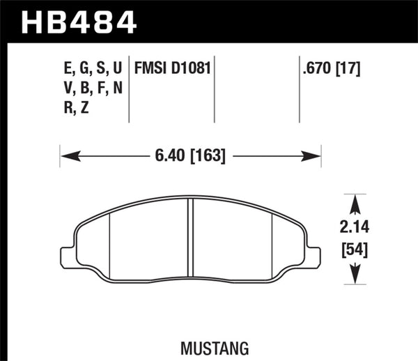 Hawk Plaquettes de frein avant Ford Mustang Bullitt 4.6 HPS 5.0 2008-2009