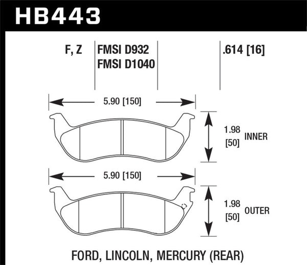 Hawk HB443F.614 HPS Street Brake Pads