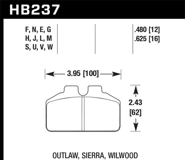 Hawk HB237M.480 Ferro-Carbon Black Brake Pads - 12.192mm Pad Thickness