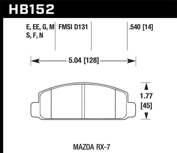 Plaquettes de frein avant Hawk Mazda RX-7 HP+ Street