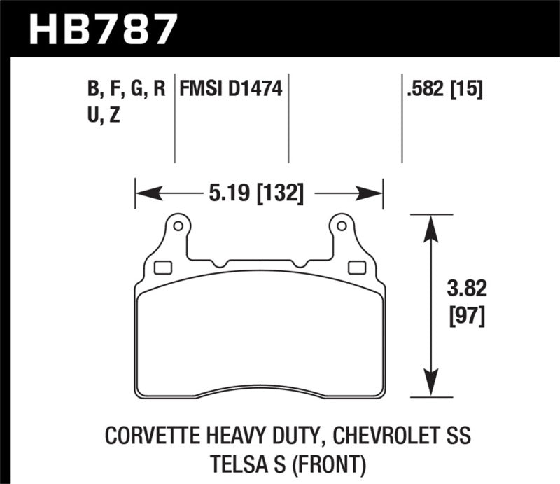 Hawk 15-17 Chevy Corvette Z51 DTC-60 Plaquettes de frein avant de course