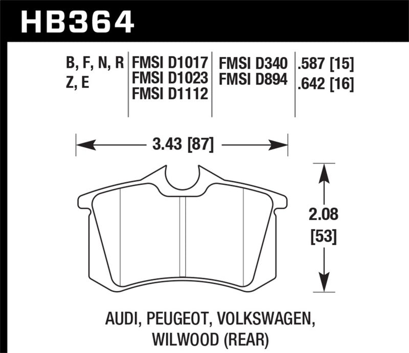 Hawk HB364D.587 98-00 Audi A4 2.8L Avant Rear ER-1 Brake Pads