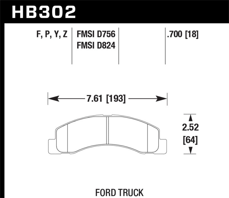 Hawk HB302P.700 Super Duty Street Brake Pads