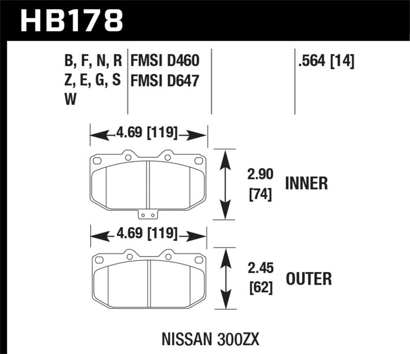 Hawk 06-07 WRX / 89-96 Nissan 300ZX / 89-93 Skyline GT-R Bleu 9012 Coussinets de course avant