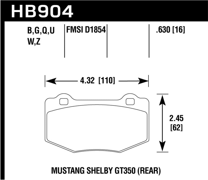 Hawk 15-17 Ford Mustang HPS 5.0 Plaquettes de frein arrière