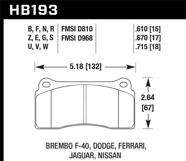 Hawk Plaquettes de frein avant Dodge Viper SRT-10 HPS 5.0 2003-2006