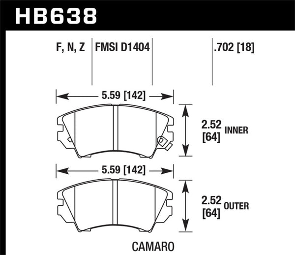 Hawk HB638B.702 10-15 Chevrolet Camaro HPS 5.0 Front Brake Pads