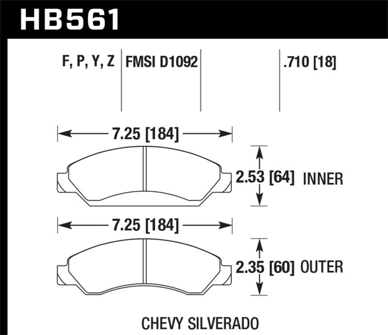 Hawk 07-08 Escalade 6.2 / 07-08 Avalanche Super Duty Plaquettes de frein avant