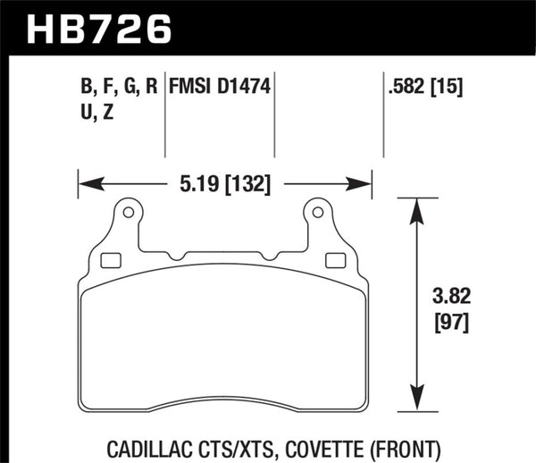 Hawk Plaquettes de frein avant Chevrolet Camaro SS HPS Street 2010-2015