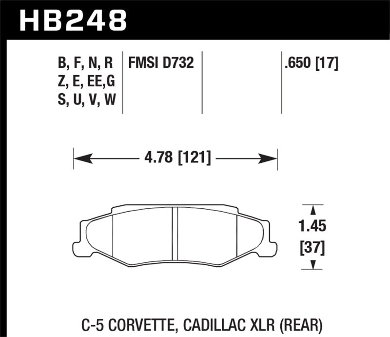 Hawk 97-12 Corvette/01-04 Z06/05-09 Z51 DTC-70 Plaquettes de frein arrière de course