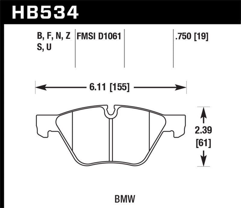 Hawk 09-11 BMW Z4 / 04-05 525I / 08-11 128I / 06 325I/325XI / 07 328I/328XI HPS Frein avant de rue P