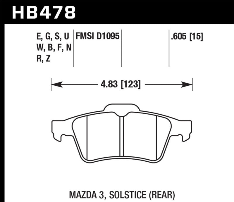 Hawk HB478W.605 13-14 Ford Focus ST / Mazda/ Volvo DTC-30 Race Rear Brake Pads