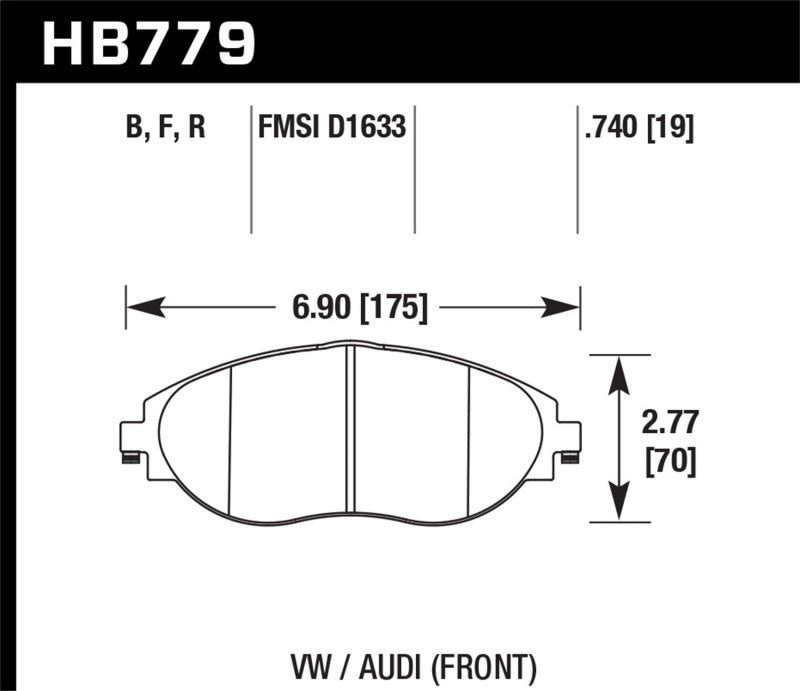 Hawk HB779N.740 13-17 Volkswagen CC HP+ Front Brake Pads