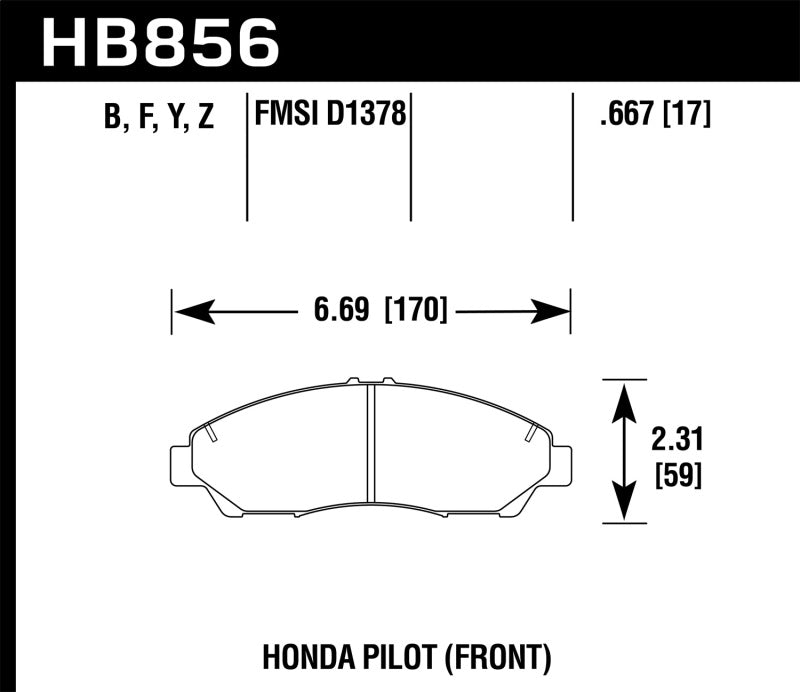 Hawk 09-15 Plaquettes de frein avant Honda Pilot HPS Street