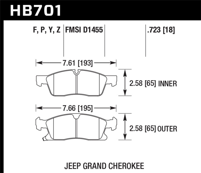 Hawk 11-14 Jeep Grand Cherokee (avec disques avant 330 mm/350 mm) Plaquettes de frein avant Super Duty