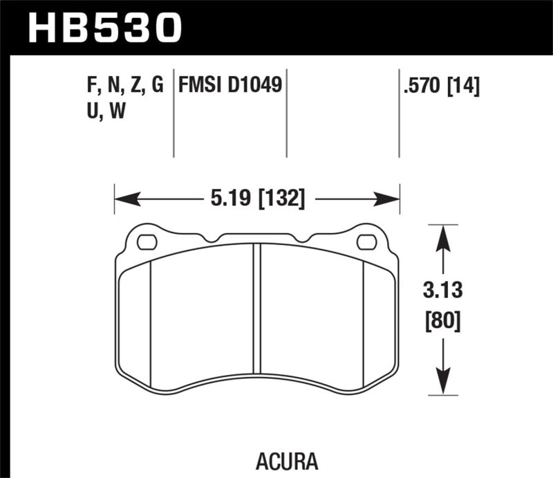 Hawk HB530B.570 04-08 Acura TL HPS 5.0 Front Brake Pads