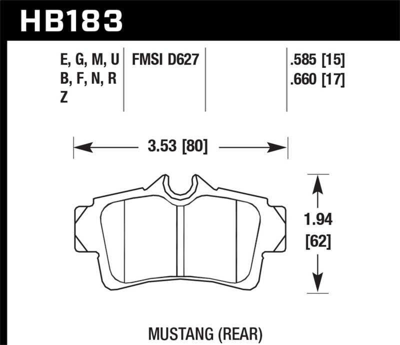 Hawk 94-04 Ford Mustang HPS Street Plaquettes de frein arrière