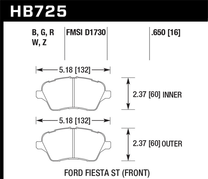 Plaquettes de frein avant en céramique Hawk 2014 Ford Fiesta ST Performance