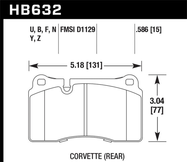 Hawk HB632N.586 06-10 VW Touareg Front / 09-11 Corvette Z06/ZR-1 (w/Carbon Ceramic Brake Package and Iron rotor