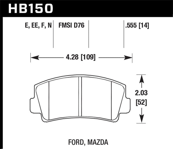 Hawk HB150F.555 HPS Street Brake Pads