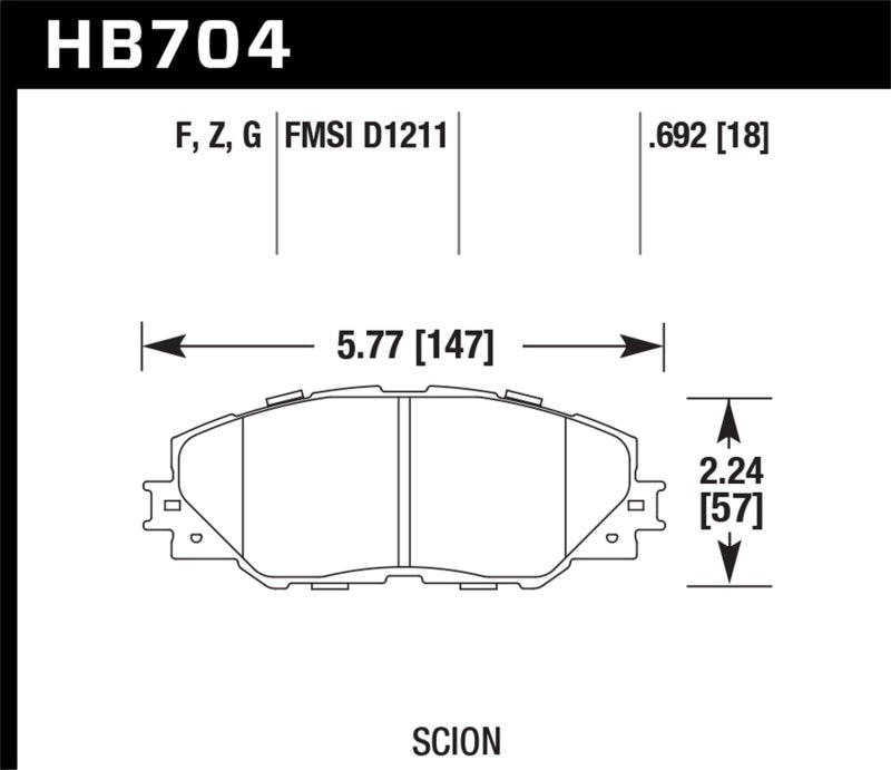 Hawk 09-10 Pontiac Vibe 2.4L / 11-12 Scion tC HPS Plaquettes de frein avant