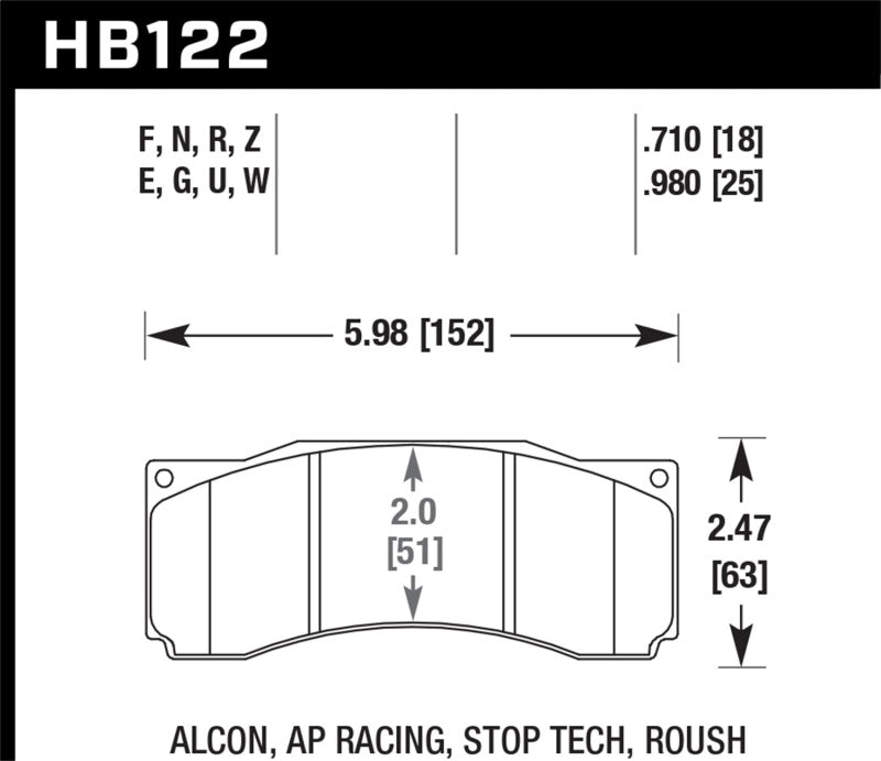 Plaquettes de frein Hawk DTC-80 AP Racing Alcon Race