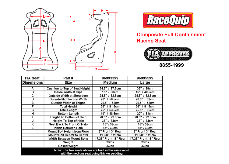 Siège Halo de course FIA Racequip