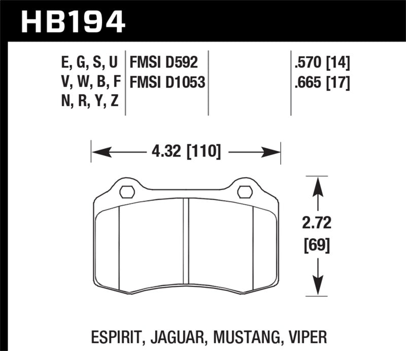 Hawk 96 & 00-02 Dodge Viper GTS / 92-02 Viper / 00-02 Viper RT10 Bleu 9012 Plaquettes de frein avant course