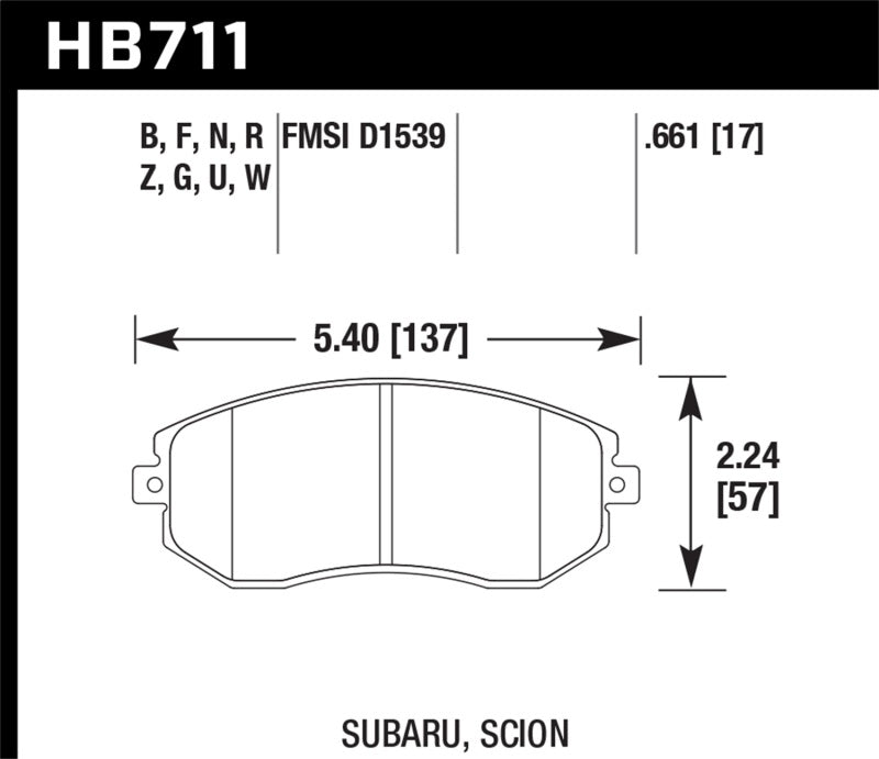 Hawk 13 Subaru BRZ/13 Legacy 2.5i / 13 Scion FR-S DTC-30 Plaquettes de frein avant