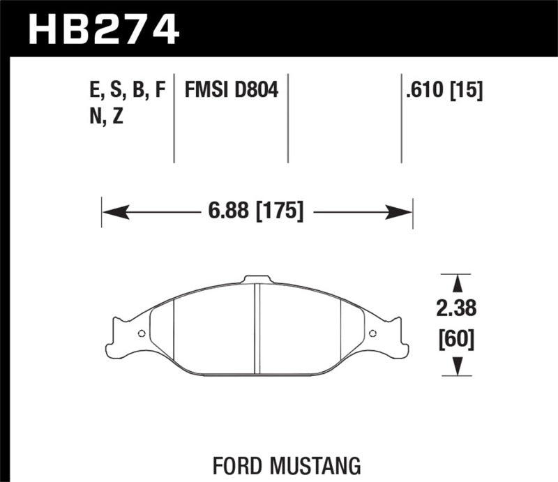 Hawk 99-04 Ford Mustang Base/GT HPS Street Plaquettes de frein avant