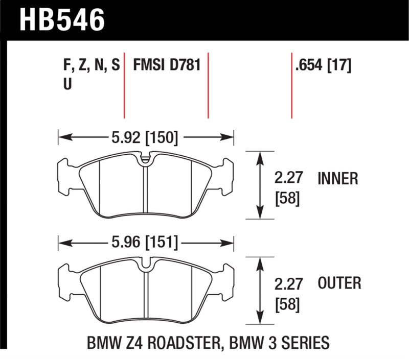 Hawk DTC-70 Plaquettes de frein 98-02 BMW Z3/03-08 BMW Z4