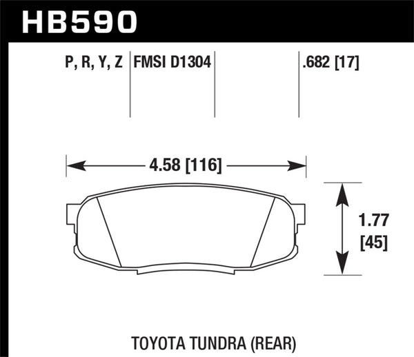 Hawk HB590N.682 2019 Toyota Tundra/2019 Lexus NX300 HP Plus Brake Pad Set