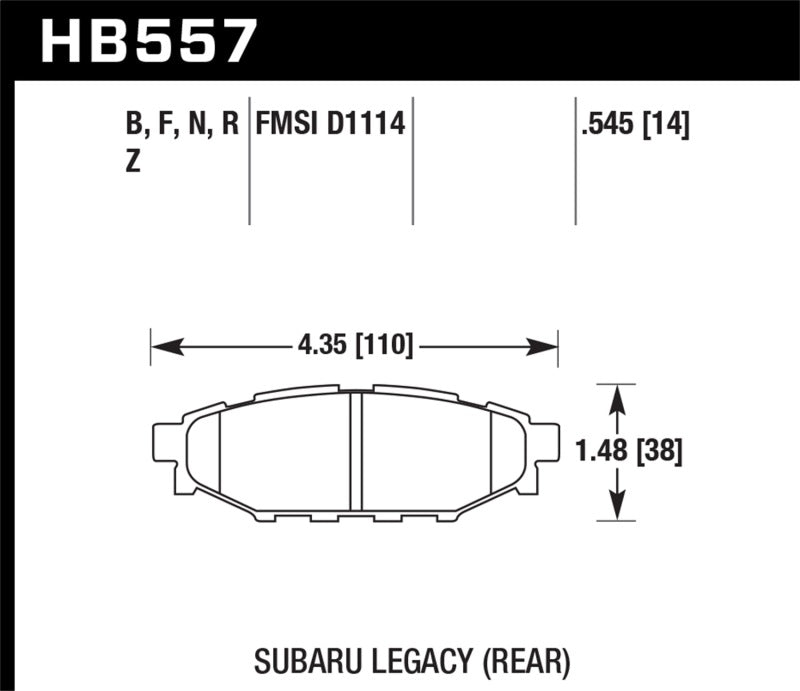 Hawk HB557F.545 08 WRX Rear HPS Street Brake Pads