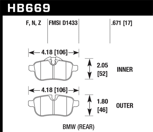 Hawk 09-12 BMW Z4 Plaquettes de frein arrière