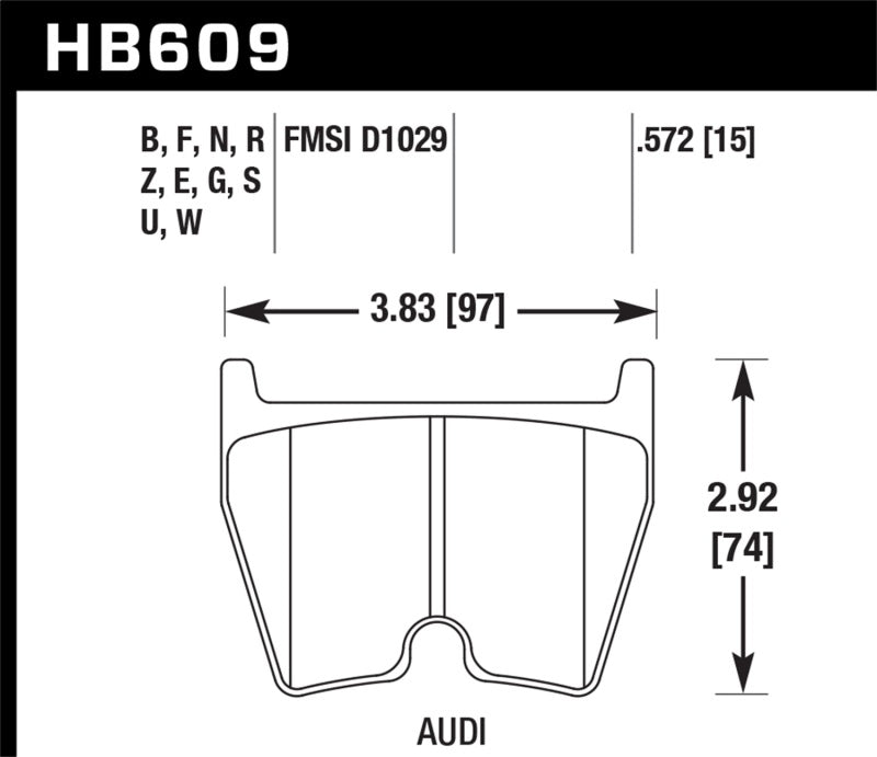 Hawk HB609U.572 08-15 Audi R8 DTC-70 Race Front Brake Pads